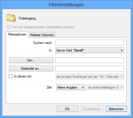 SimpleSYN Filtereinstellungen