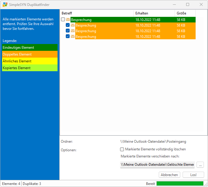 Outlook Duplikate finden