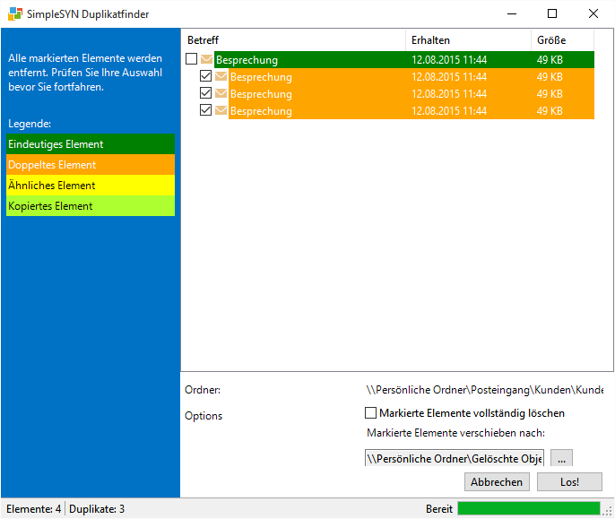 Outlook Duplikate finden